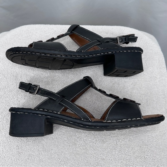 Naturalizer Gisela Leather Sandals 9.5M Black Adjustable Buckle Strap Wedge Heel - Picture 6 of 8